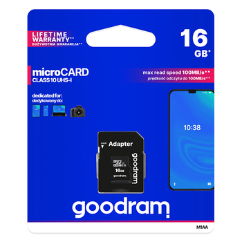 Karta pamięci micro sd GOODRAM - 16GB z adapterem UHS I CLASS 10 100MB/s