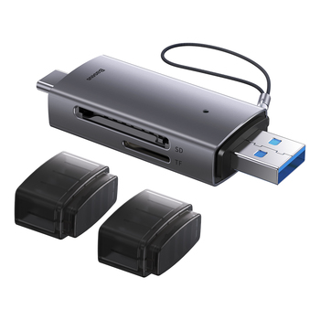 Baseus Czytnik kart pamięci Lite Series SD/microSD - USB 3.0 + Typ C - (WKQX060113) szary