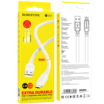 Borofone Cable BX81 Goodway - USB to Micro USB - 2,4A 1 metre white