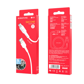 Borofone Cable BX30 Silicone - USB to Micro USB - 2,4A 1 metre white