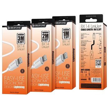 Borofone Cable BX14 LinkJet - USB to Lightning - 2,4A 2 metres white