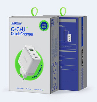 Dux Ducis Duzzona ładowarka sieciowa T1 GaN - USB + 2xTyp C - PD 65W biała
