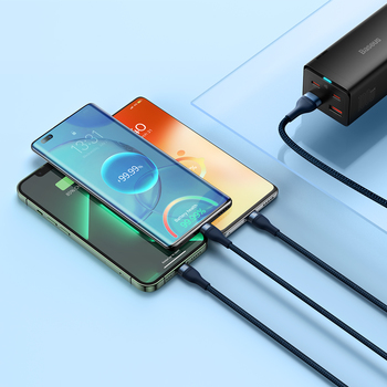 Baseus Cable Flash Series II 3 in 1 - USB to Type C, Lightning, Micro USB - 66W 6A 1,2 metres (CASS040003) blue