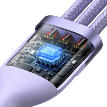 Baseus Cable Flash Series II 3 in 1 - USB to Type C, Lightning, Micro USB - 66W 6A 1,2 metres (CASS040005) purple
