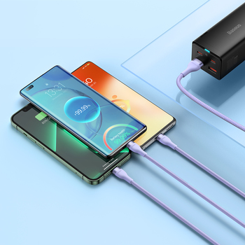 Baseus Cable Flash Series II 3 in 1 - USB to Type C, Lightning, Micro USB - 66W 6A 1,2 metres (CASS040005) purple