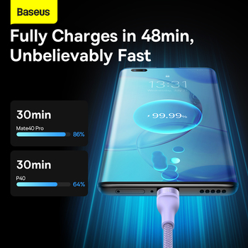 Baseus Cable Flash Series II 3 in 1 - USB to Type C, Lightning, Micro USB - 66W 6A 1,2 metres (CASS040005) purple