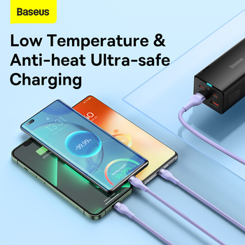 Baseus Cable Flash Series II 3 in 1 - USB to Type C, Lightning, Micro USB - 66W 6A 1,2 metres (CASS040005) purple