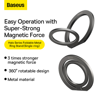 Baseus Uchwyt Halo Series Metal Ring Stand (SUCH000013) szary