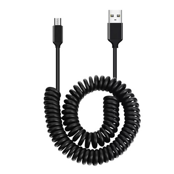 Kabel sprężynowy - USB na Micro USB - 2A 1 metr czarny