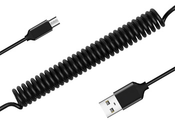 Kabel sprężynowy - USB na Micro USB - 2A 1 metr czarny