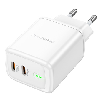 Borofone Wall charger BN9 Reacher - 2xType C - QC 3.0 PD 35W white