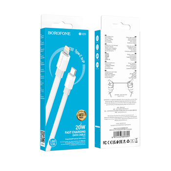 Borofone Cable BX89 Union - Type C to Lightning - PD 20W 1 metre white-grey