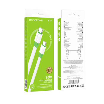 Borofone Cable BX89 Union - Type C to Type C - PD 60W 1 metre white-green