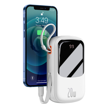 Baseus Power Bank 20000mAh Qpow Pro - USB + Type C - PD 20W with Lightning cable (PPQD060202) white