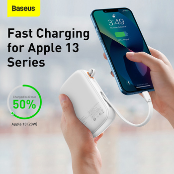 Baseus Power Bank 20000mAh Qpow Pro - USB + Type C - PD 20W with Lightning cable (PPQD060202) white