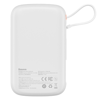 Baseus Power Bank 10000mAh Qpow Pro - USB + Typ C - PD 22,5W z kablem Typ C (PPQD060102) biały