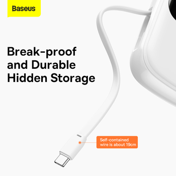 Baseus Power Bank 20000mAh Qpow Pro - USB + Type C - PD 22,5W with Type C cable (PPQD060302) white