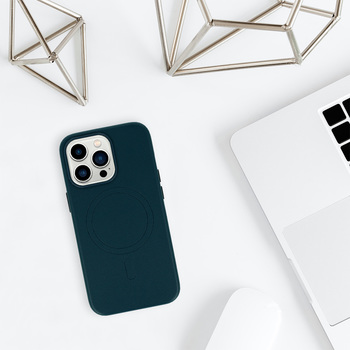 MagSafe Leather Case Iphone 13 Pro Navy