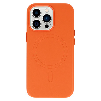 MagSafe Leather Case Iphone 14 Pro Pomarańczowy