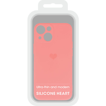 Vennus Silicone Heart Case for Iphone 14 Plus design 1 coral