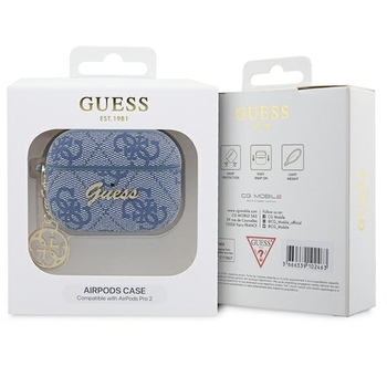Oryginalne Etui GUESS 4G Charm Collection GUAP2G4GSMB do Airpods Pro 2 cover niebieski