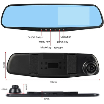 Wideorejestrator samochodowy DVR-01 Lusterko 5,0 cala + kamera cofania