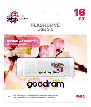 Pendrive GOODRAM UME2 -  16GB USB 2.0 Spring Biały