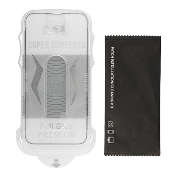Hartowane szkło Full Glue Easy-Stick Box do IPHONE 13/13 PRO/14/16E/17E CZARNY
