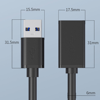 Kabel przedłużacz - USB na USB 3.0 - 2 metry czarny