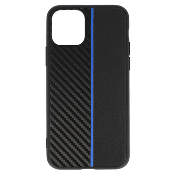 Tel Protect CARBON Case do Iphone 11 Pro Czarny z niebieskim paskiem