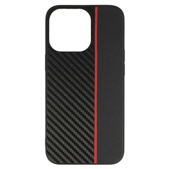Tel Protect CARBON Case for Iphone 13 Pro Black with red stripe