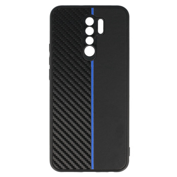 Tel Protect CARBON Case do Xiaomi Redmi 9 Czarny z niebieskim paskiem