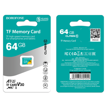 Borofone Memory card MicroSD 64GB SDHC Class10 95MB/s
