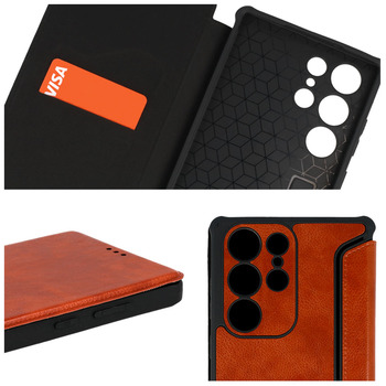 Kabura Razor Leather Book do Samsung Galaxy S23 brązowa