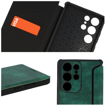 Razor Leather Book Case for Samsung Galaxy S23 Plus dark green