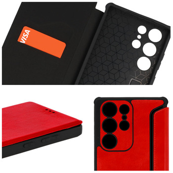 Kabura Razor Leather Book do Samsung Galaxy S23 Plus czerwona