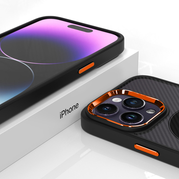 Tel Protect Magnetic Carbon Case for Iphone 13 Pro Black-orange