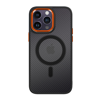 Tel Protect Magnetic Carbon Case for Iphone 12/12 Pro Black-orange
