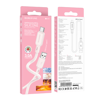 Borofone Cable BX94 Crystal color - USB to Typ C - 3A 1 metre light pink