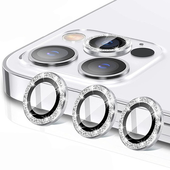 Hartowane szkło HARD DIAMOND na aparat (LENS) do Iphone 14 Pro/14 Pro Max srebrne (obiektyw 3 sztuki)