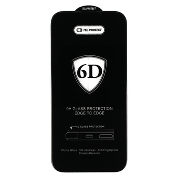 Tel Protect Full Glue 6D Tempered Glass for IPHONE 13/13 PRO/16E/17E Black - 10 PACK