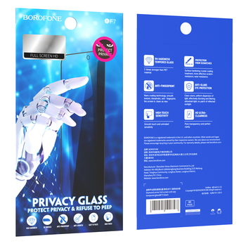 Borofone Tempered glass BF7 Diamond Armor Full Screen Anti-spy for Iphone 15 Pro - 10 pieces