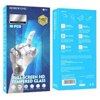 Borofone Hartowane szkło BF6 Diamond Armor Full Screen HD do Iphone 15 Plus/16 Plus - 10 sztuk