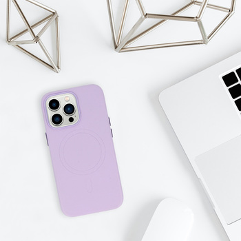 MagSafe Leather Case Iphone 15 Plus Purple