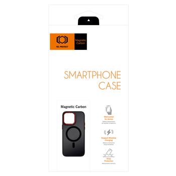 Tel Protect Magnetic Carbon Case for Iphone 15 Plus Black-red