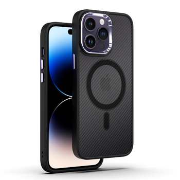 Tel Protect Magnetic Carbon Case for Iphone 15 Plus Black-purple