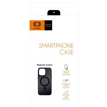 Tel Protect Magnetic Carbon Case for Iphone 15 Plus Black-purple