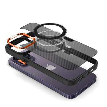 Tel Protect Magnetic Carbon Case do Iphone 15 Plus Czarno-pomarańczowy