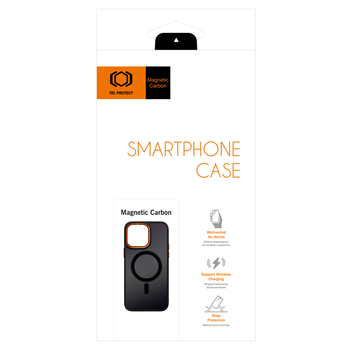 Tel Protect Magnetic Carbon Case do Iphone 15 Plus Czarno-pomarańczowy