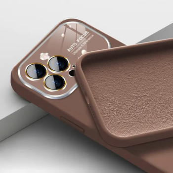 Soft Silicone Lens Case for Iphone 15 Plus brown